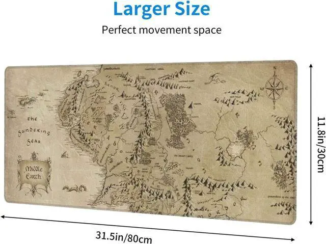 Alt view image 2 of 3 - Gaming Mouse Pad XL Extended Large Mouse Mat Desk Pad 31.5x11.8 Stitched Edges Non Slip Mousepad for Computer Office Keyboard and Laptop-Retro Earth Map