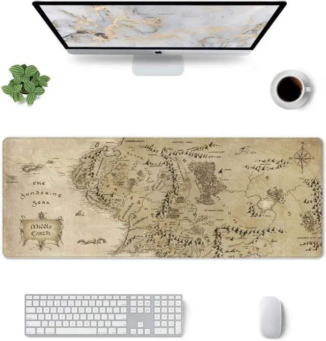 Alt view image 3 of 3 - Gaming Mouse Pad XL Extended Large Mouse Mat Desk Pad 31.5x11.8 Stitched Edges Non Slip Mousepad for Computer Office Keyboard and Laptop-Retro Earth Map