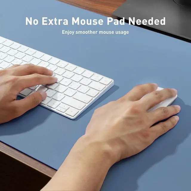 Alt view image 3 of 7 - Leather Desk Pad Protector Large Mouse Pad Office Desk Mat Non-Slip PU Leather Desk Blotter Laptop Desk Pad Waterproof Desk Writing Pad for Office and Home (Denim Blue 23.6 x 13.7)