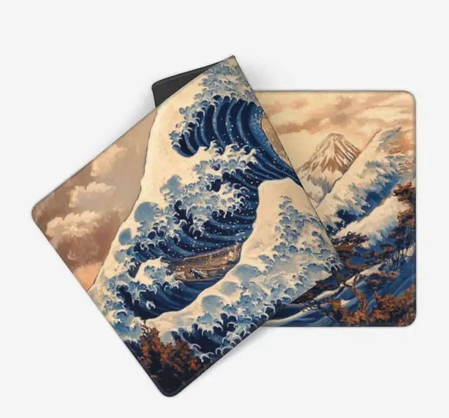 Alt view image 6 of 7 - Japanese Sea Wave Large Mouse Pad Gaming Mouse Pad XXL Art Large Mouse Pad Keyboard Mat Desk Mat Non-Slip Rubber Base