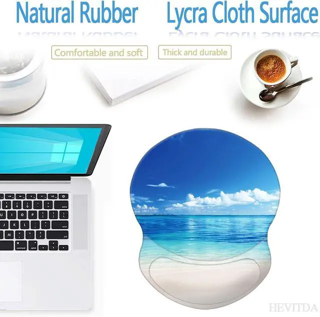 Alt view image 4 of 6 - Mouse Pad Ergonomic Mouse Pad with Wrist Support Pain Relief Comfort Wrist Rest Pad with Non-Slip PU Base for Gaming Home Office & Travel Summer Beach