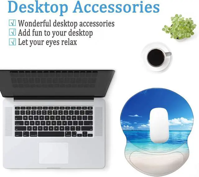 Alt view image 6 of 6 - Mouse Pad Ergonomic Mouse Pad with Wrist Support Pain Relief Comfort Wrist Rest Pad with Non-Slip PU Base for Gaming Home Office & Travel Summer Beach