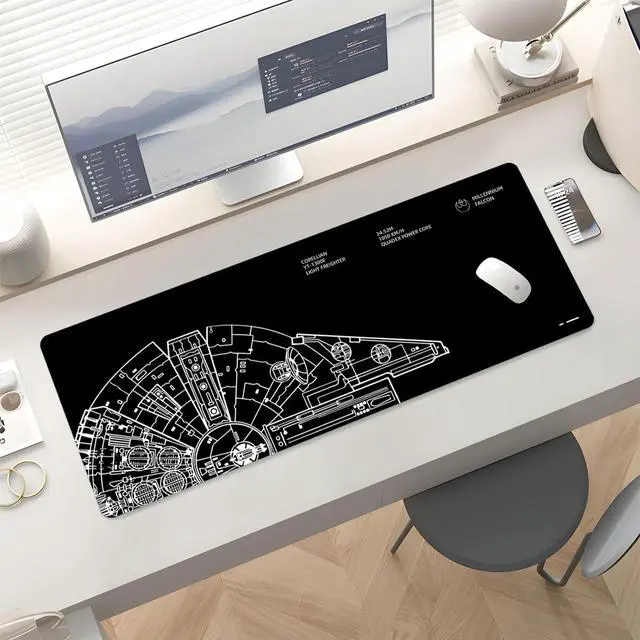 Alt view image 5 of 6 - Mousepad Desk Mat Gaming Large Keyboard Cute Office Desktop Computer Laptop Black XXL Long Giant Big Cool Modern Design Unique for Women Girls Men Boys Gamer Oversized Wide 30x12'' Mousepad