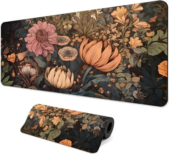 Main image of Gaming Mouse Pad with Anti-Slip Rubber Base Extended Large Computer Mouse Mat with Stitched Edges Long XL Anime Mousepad for Laptop and Keyboard 31.5 x 11.8 inch (Wildflowers)