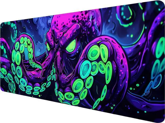 Main image of Octopus Desk Mat Gaming Mouse Pad Neon Cthulhu Monster Cool XL Mouse Pad Large Mousepad Extended Laptop Keyboard Mat Gaming Desk Pad Mouse Mat Office Computer Keyboard Laptop Home 31.5x11.8