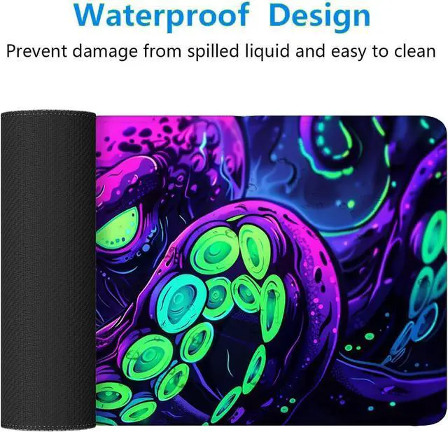 Alt view image 4 of 7 - Octopus Desk Mat Gaming Mouse Pad Neon Cthulhu Monster Cool XL Mouse Pad Large Mousepad Extended Laptop Keyboard Mat Gaming Desk Pad Mouse Mat Office Computer Keyboard Laptop Home 31.5x11.8