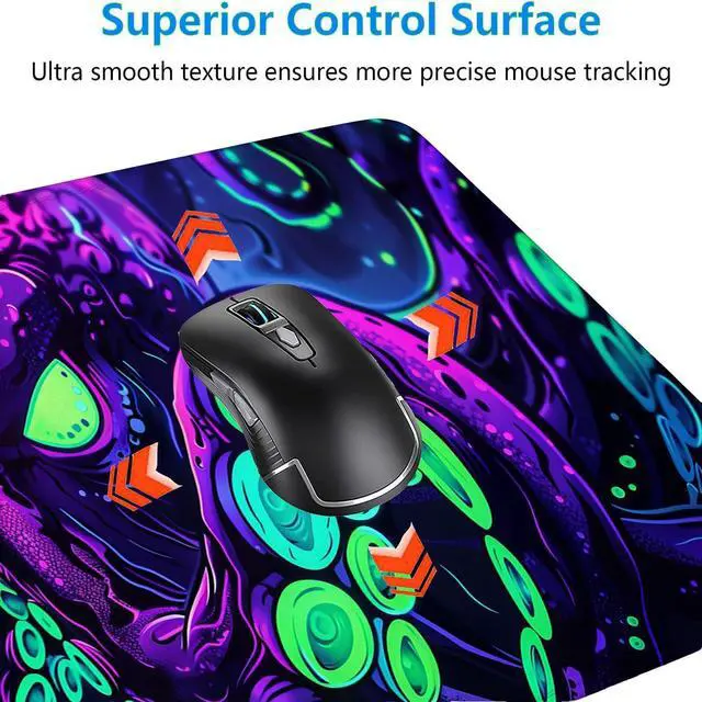 Alt view image 5 of 7 - Octopus Desk Mat Gaming Mouse Pad Neon Cthulhu Monster Cool XL Mouse Pad Large Mousepad Extended Laptop Keyboard Mat Gaming Desk Pad Mouse Mat Office Computer Keyboard Laptop Home 31.5x11.8