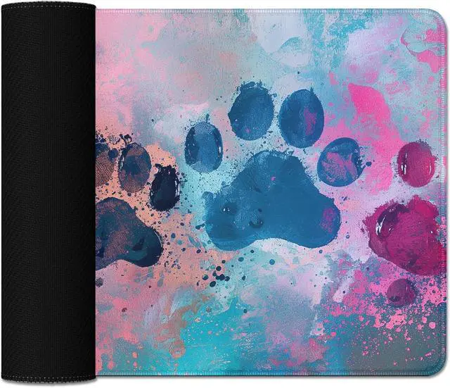 Alt view image 4 of 7 - Cute Dog Paw Print Mouse Pad Desk Mat Large Mouse Pads Desk Pad Full Size Mouse Pad Gaming Mousepad Mouse Mat with Stitched Edge - Non-Slip Rubber Base for Office Computer Keyboard Laptop