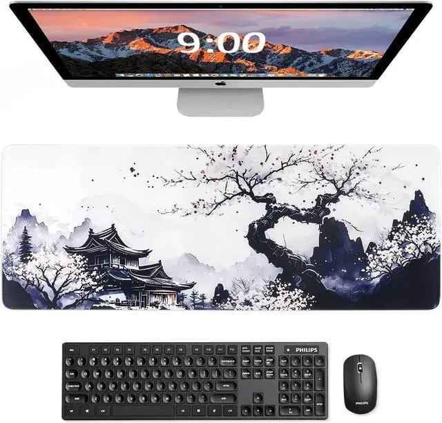 Alt view image 3 of 6 - Sakura Mouse Pad Non-Slip Rubber Base Gaming Mouse Pad Keyboard Mat with Stitched Edges for Gaming and Office Desk Mat