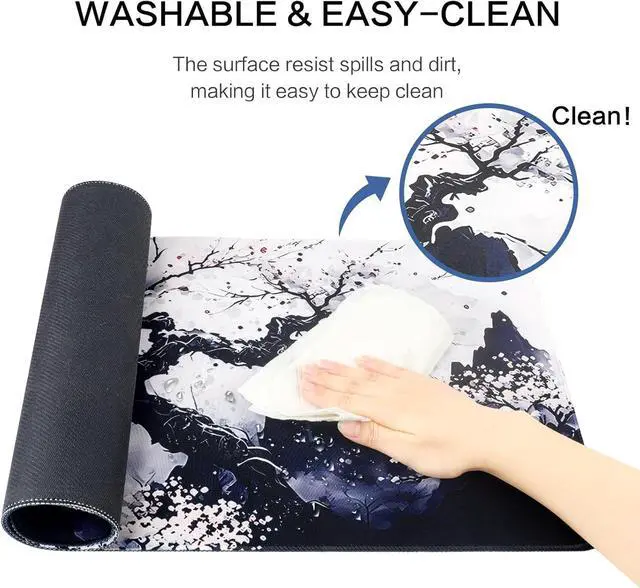 Alt view image 5 of 6 - Sakura Mouse Pad Non-Slip Rubber Base Gaming Mouse Pad Keyboard Mat with Stitched Edges for Gaming and Office Desk Mat