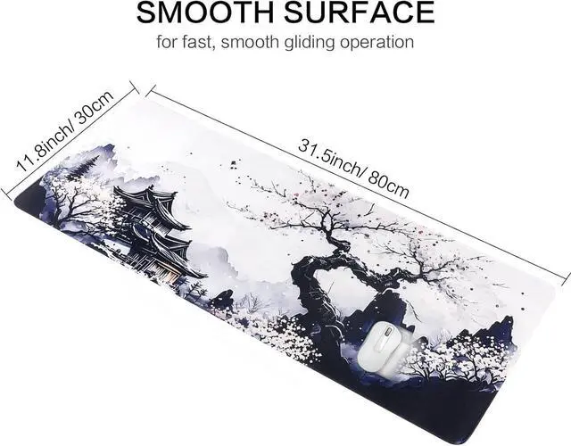 Alt view image 6 of 6 - Sakura Mouse Pad Non-Slip Rubber Base Gaming Mouse Pad Keyboard Mat with Stitched Edges for Gaming and Office Desk Mat