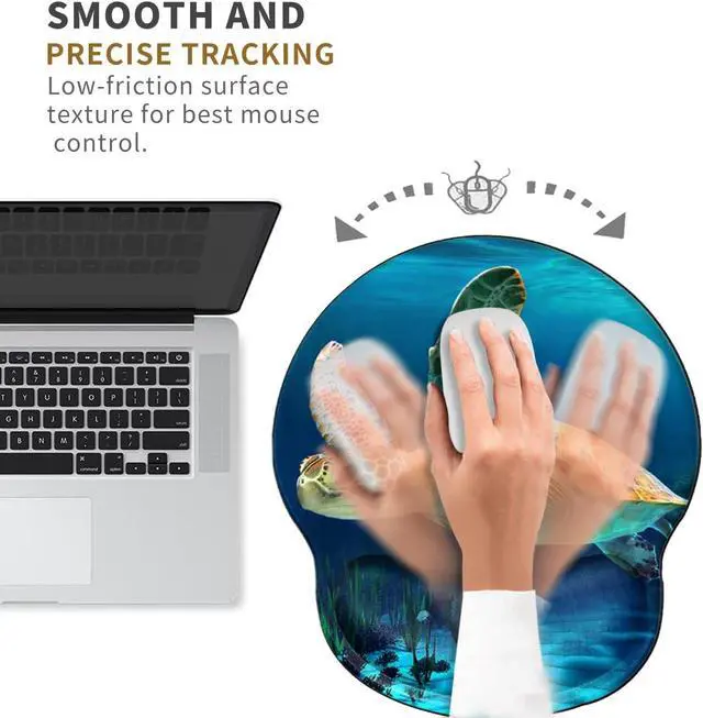 Alt view image 4 of 7 - Sea Turtle Mouse Pad with Wrist Support Ergonomic Gel Mousepad Wrist Rest for Carpal Tunnel Cute Mouse Mat for Laptop Office Work Women Men Kids with A Coaster