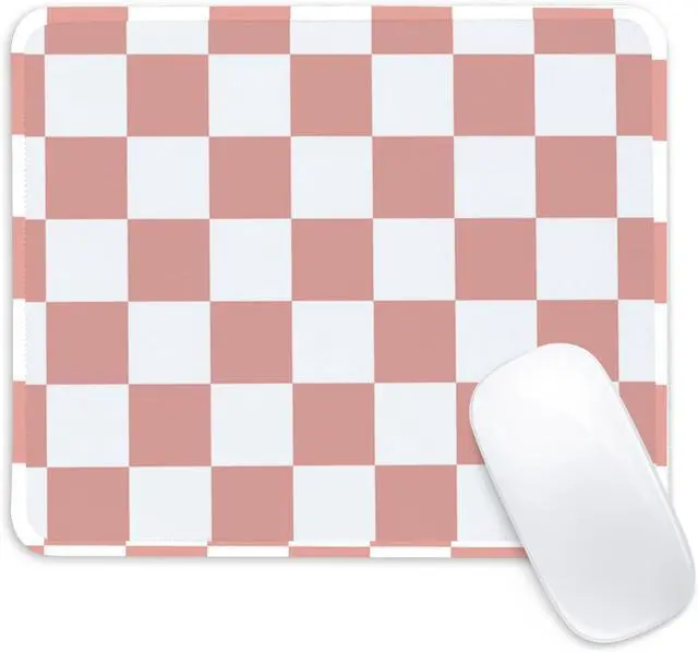 Main image of Pink and White Checkered Square Mouse Pad Non-Slip Rubber Base Mouse Pad Home Office Decoration Desktop Accessory Laptop Mouse Pad for Office Laptops 9.4x7.8x0.12inch.