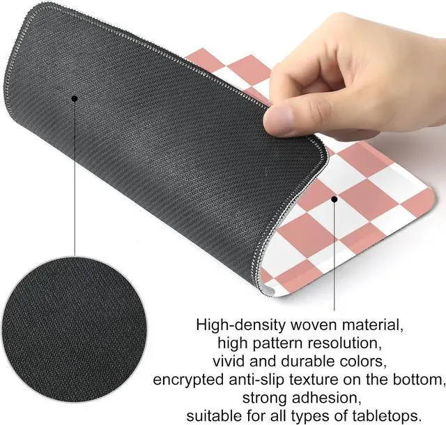 Alt view image 3 of 7 - Pink and White Checkered Square Mouse Pad Non-Slip Rubber Base Mouse Pad Home Office Decoration Desktop Accessory Laptop Mouse Pad for Office Laptops 9.4x7.8x0.12inch.
