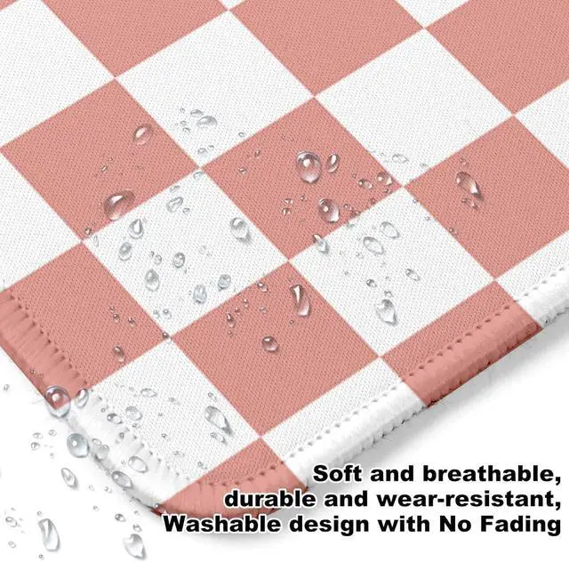 Alt view image 6 of 7 - Pink and White Checkered Square Mouse Pad Non-Slip Rubber Base Mouse Pad Home Office Decoration Desktop Accessory Laptop Mouse Pad for Office Laptops 9.4x7.8x0.12inch.