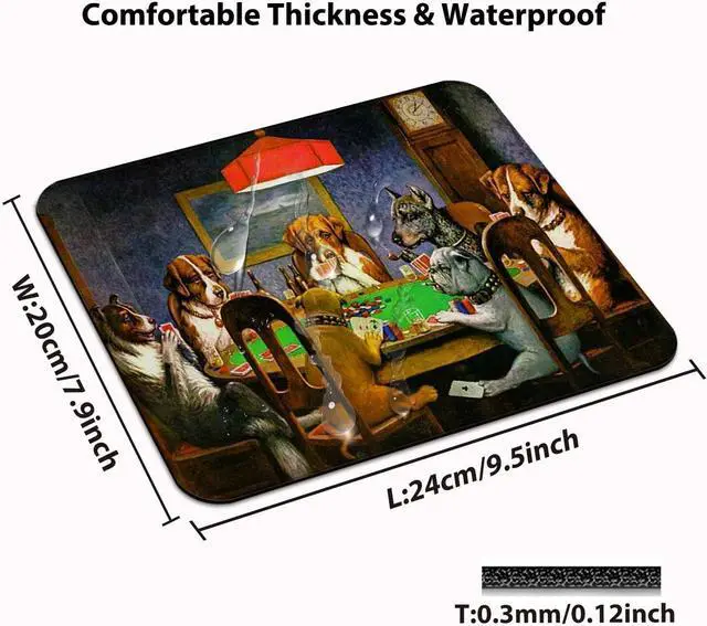 Alt view image 2 of 6 - Dogs Playing Poker Oil Painting Art Funny Mouse Pad Cute Pets Joking Games Print Artwork Mouse Pads for Computers Laptop