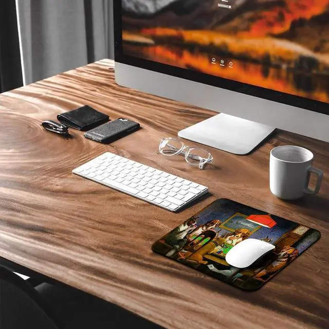 Alt view image 6 of 6 - Dogs Playing Poker Oil Painting Art Funny Mouse Pad Cute Pets Joking Games Print Artwork Mouse Pads for Computers Laptop