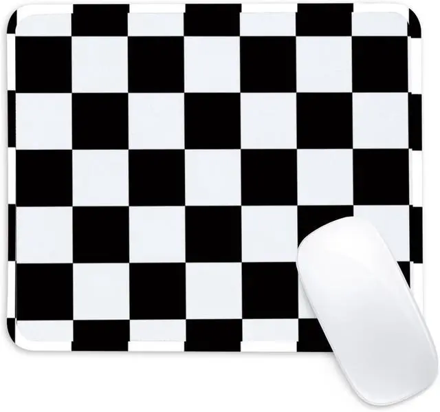 Main image of Black and White Checkered Square Mouse Pad Non-Slip Rubber Base Mouse Pad Home Office Decoration Desktop Accessory Laptop Mouse Pad for Office Laptops 9.4x7.8x0.12in.