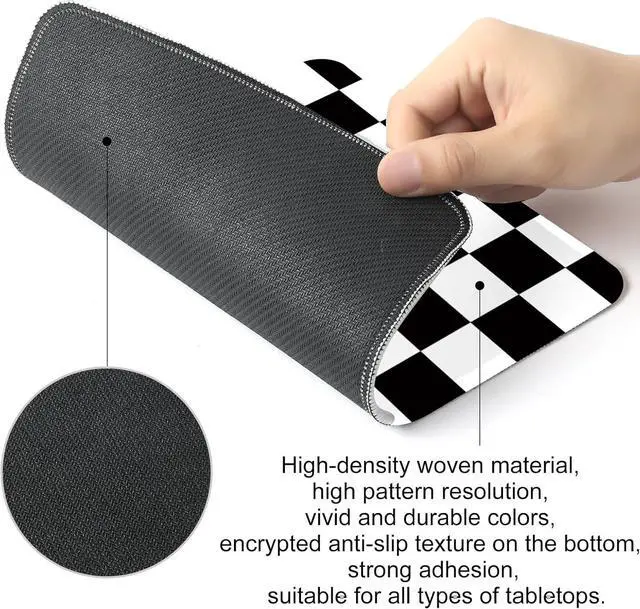 Alt view image 3 of 7 - Black and White Checkered Square Mouse Pad Non-Slip Rubber Base Mouse Pad Home Office Decoration Desktop Accessory Laptop Mouse Pad for Office Laptops 9.4x7.8x0.12in.