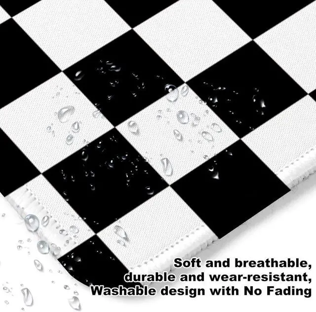 Alt view image 6 of 7 - Black and White Checkered Square Mouse Pad Non-Slip Rubber Base Mouse Pad Home Office Decoration Desktop Accessory Laptop Mouse Pad for Office Laptops 9.4x7.8x0.12in.
