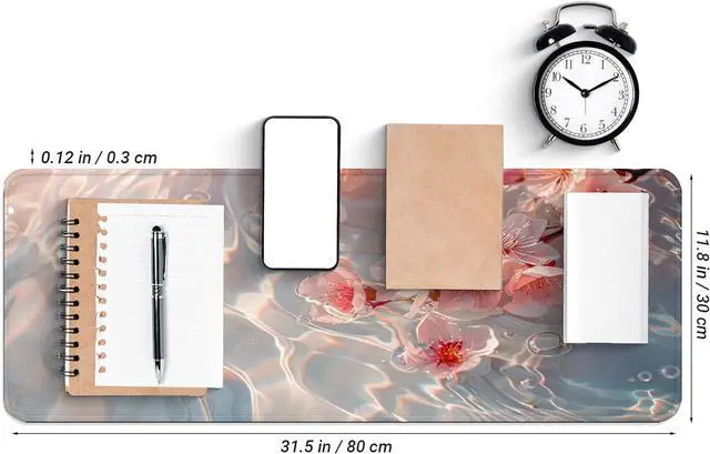 Alt view image 3 of 7 - Large Computer Mouse Pad with Non-Slip Base for Desktop Cute Gaming Mouse Mat with Stitched Edges Long Extended Anime Mousepad for Laptop 31.5 x 11.8 inches (Pink Cherry Blossoms)