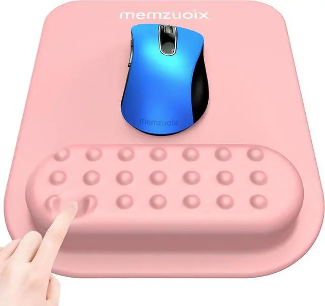 Main image of Pink Ergonomic Mouse Pad with Wrist Rest Support Premium Memory Foam Cushioning for Pain Relief Non-Slip PU Base for Stable Smooth Control - Perfect for Laptop Computer and Home Office