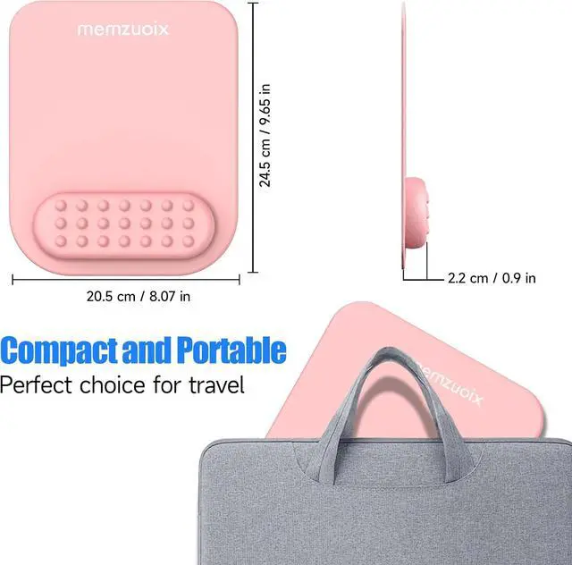 Alt view image 5 of 7 - Pink Ergonomic Mouse Pad with Wrist Rest Support Premium Memory Foam Cushioning for Pain Relief Non-Slip PU Base for Stable Smooth Control - Perfect for Laptop Computer and Home Office