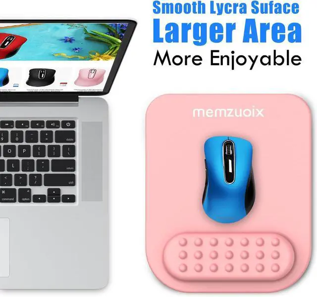 Alt view image 6 of 7 - Pink Ergonomic Mouse Pad with Wrist Rest Support Premium Memory Foam Cushioning for Pain Relief Non-Slip PU Base for Stable Smooth Control - Perfect for Laptop Computer and Home Office