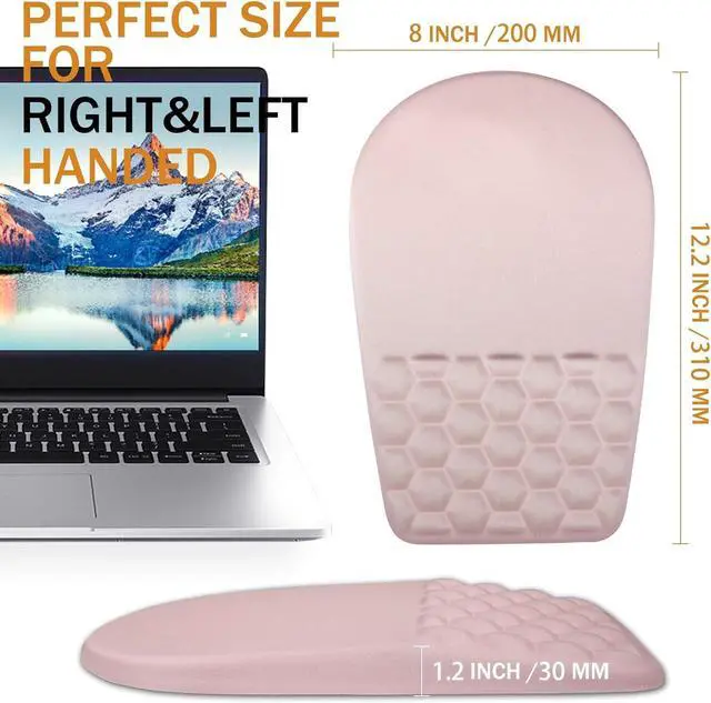 Alt view image 4 of 7 - Ergonomic Mouse Pad Wrist Support Upgrade Mousepad with Massage Design Non-Slip PU Base Desktop Mouse Pads for Pain Relief Computer Office & Home 12 x 8 inE-Pink