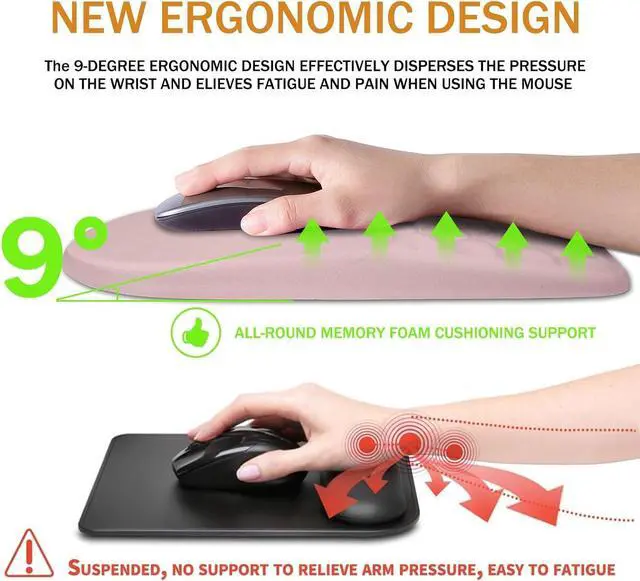Alt view image 5 of 7 - Ergonomic Mouse Pad Wrist Support Upgrade Mousepad with Massage Design Non-Slip PU Base Desktop Mouse Pads for Pain Relief Computer Office & Home 12 x 8 inE-Pink
