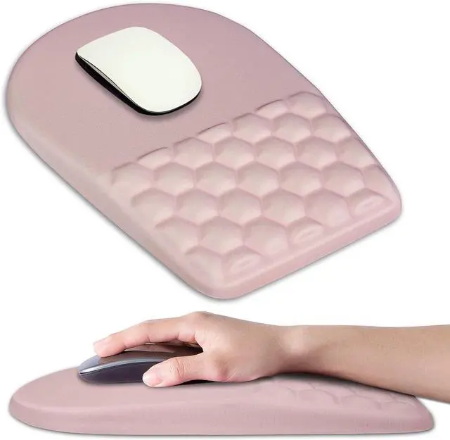 Main image of Ergonomic Mouse Pad Wrist Support Upgrade Mousepad with Massage Design Non-Slip PU Base Desktop Mouse Pads for Pain Relief Computer Office & Home 12 x 8 inE-Pink