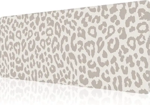 Main image of Large Mouse Pad Gaming Mousepad XL Beige Leopard Print Desk Mat Mouse Pad Long 31.5x11.8 in Extended Big Cute Mousepad Waterproof Desk Pad with Non-Slip Base and Stitched Edges for Computer Keyboard