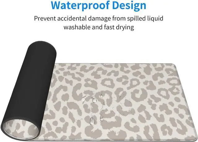 Alt view image 6 of 7 - Large Mouse Pad Gaming Mousepad XL Beige Leopard Print Desk Mat Mouse Pad Long 31.5x11.8 in Extended Big Cute Mousepad Waterproof Desk Pad with Non-Slip Base and Stitched Edges for Computer Keyboard