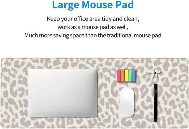 Alt view image 7 of 7 - Large Mouse Pad Gaming Mousepad XL Beige Leopard Print Desk Mat Mouse Pad Long 31.5x11.8 in Extended Big Cute Mousepad Waterproof Desk Pad with Non-Slip Base and Stitched Edges for Computer Keyboard