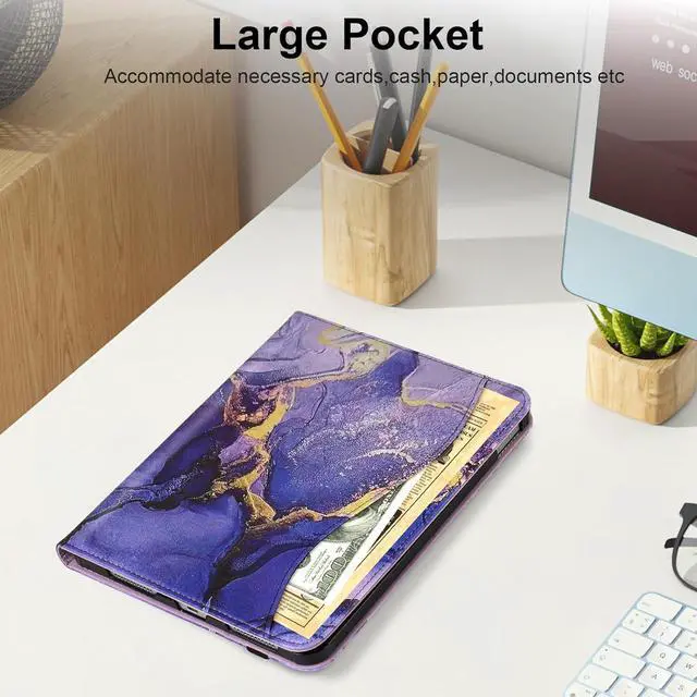 Alt view image 6 of 7 - Protective Case for iPad (A16) 11th Generation 11 Inch (2025) & iPad 10th Generation 10.9 Inch (2022) Multi-Angle Viewing Stand Cover with Pen Holder & Pocket for iPad 11 inch Marble Purple