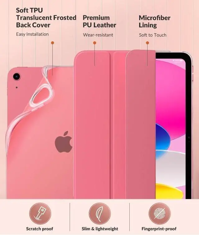 Alt view image 4 of 7 - Case for New iPad (A16) 11th Generation 2025/ 10th Generation 2022 iPad 11 inch/ 10.9 inch Case with Soft TPU Translucent Frosted Back Cover Auto Wake/Sleep Support Touch ID Watermelon