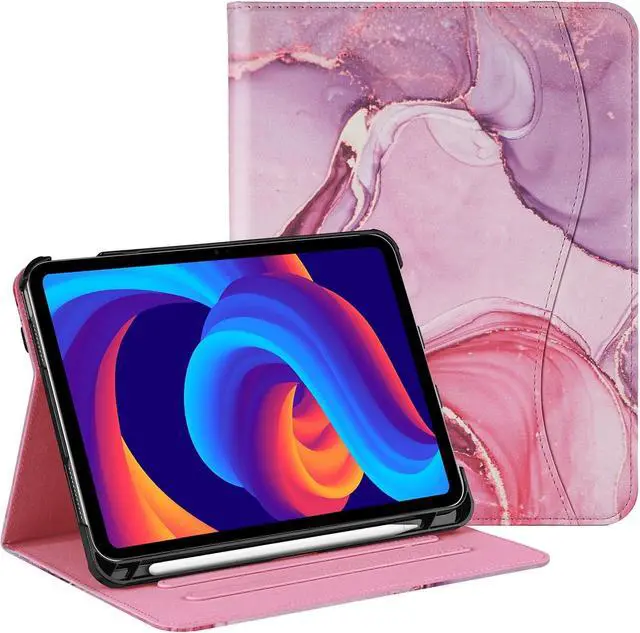 Main image of Protective Case for iPad (A16) 11th Generation 11 Inch (2025) & iPad 10th Generation 10.9 Inch (2022) Multi-Angle Viewing Stand Cover with Pen Holder & Pocket for iPad 11 inch Marble Pink