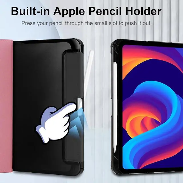 Alt view image 3 of 7 - Protective Case for iPad (A16) 11th Generation 11 Inch (2025) & iPad 10th Generation 10.9 Inch (2022) Multi-Angle Viewing Stand Cover with Pen Holder & Pocket for iPad 11 inch Marble Pink