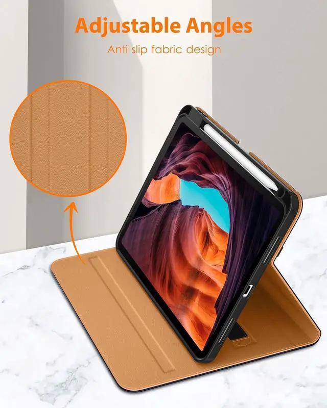 Alt view image 3 of 7 - for iPad (A16) 11th Generation Case 11 Inch 2025 iPad 10th Generation Case 10.9 Inch 2022 Premium Leather Business Folio Stand Cover with Pencil Holder - Auto Wake/Sleep Navy Blue