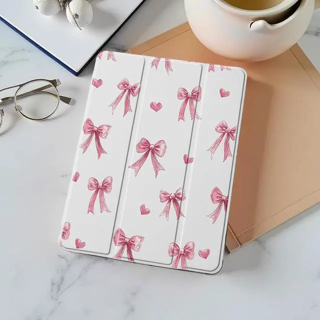 Alt view image 2 of 7 - Cute Pink Bow Pad Case for iPad 10th/11th Generation Clear TPU Stand Back Cover with Pencil Holder for 10.9 Inch iPad 2022/2025 Auto Wake/Sleep Adjustable Protective Case