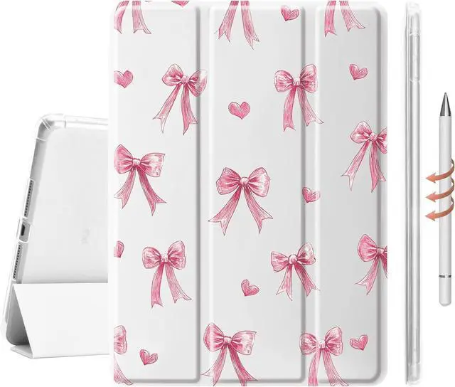 Alt view image 7 of 7 - Cute Pink Bow Pad Case for iPad 10th/11th Generation Clear TPU Stand Back Cover with Pencil Holder for 10.9 Inch iPad 2022/2025 Auto Wake/Sleep Adjustable Protective Case