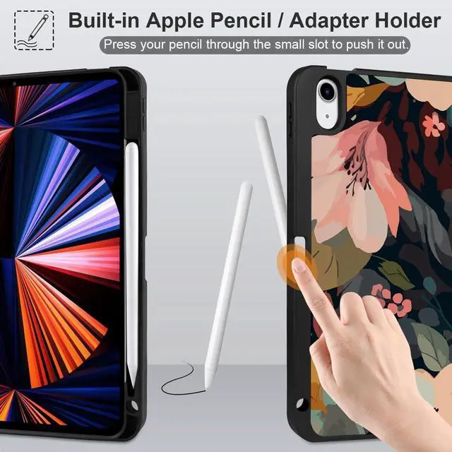 Alt view image 4 of 7 - Case for iPad 11th Generation 11 Inch 2025 (A16 Chip) & iPad 10th Generation 10.9 Inch 2022 with Pencil Holder-[Auto Wake/Sleep] Trifold Stand Soft TPU Protective Cover Painted Florals