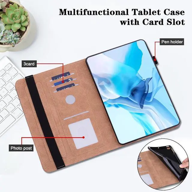 Alt view image 4 of 7 - Case for  Tab M11 (TB-330FU/330XU) 11 2024 Premium PU Leather Flip Stand Case with Elastic Band/Card Slots/Pen Holder for  Tab M11 Tablet - Metallic Flower