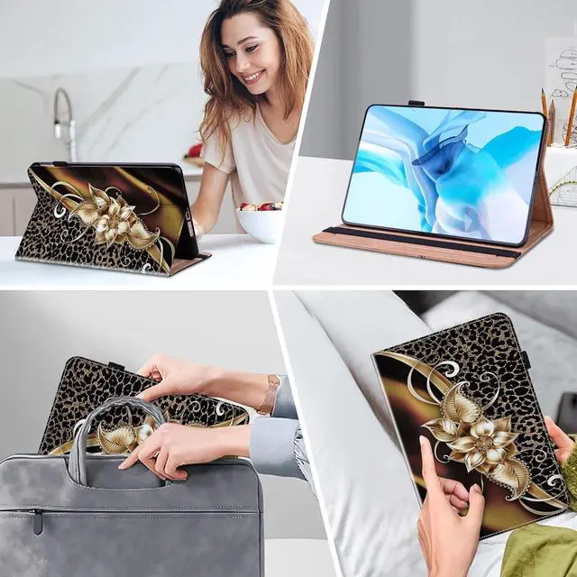 Alt view image 5 of 7 - Case for  Tab M11 (TB-330FU/330XU) 11 2024 Premium PU Leather Flip Stand Case with Elastic Band/Card Slots/Pen Holder for  Tab M11 Tablet - Metallic Flower