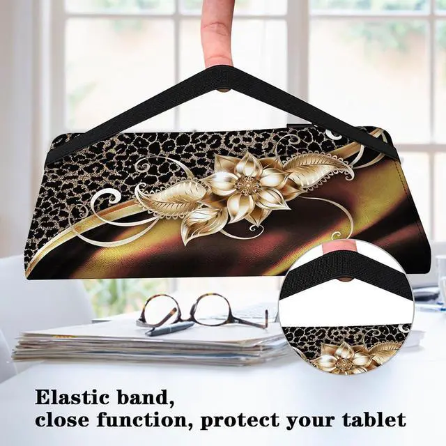 Alt view image 7 of 7 - Case for  Tab M11 (TB-330FU/330XU) 11 2024 Premium PU Leather Flip Stand Case with Elastic Band/Card Slots/Pen Holder for  Tab M11 Tablet - Metallic Flower