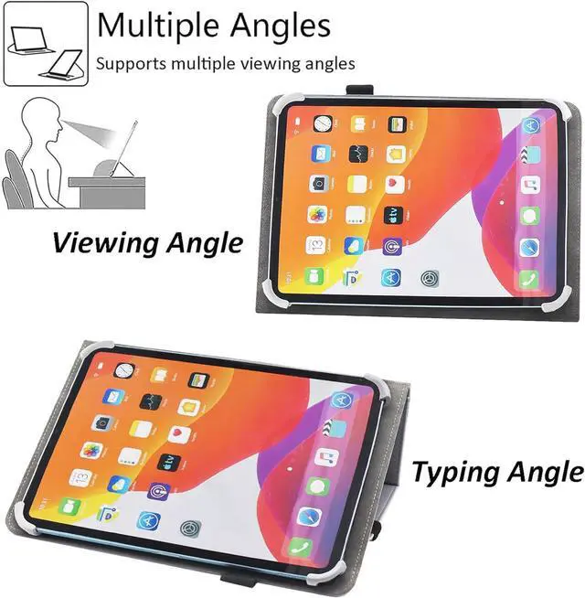 Alt view image 4 of 6 - Universal 10 Inch Tablet Case Universal 10.1 Inch Tablet Case Protective Folio Stand Android Case for 9.6-10.5 Inch Tablet with Hand Strap and Cards Slots Black