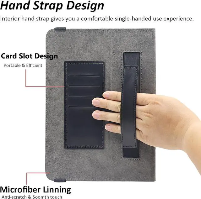 Alt view image 6 of 6 - Universal 10 Inch Tablet Case Universal 10.1 Inch Tablet Case Protective Folio Stand Android Case for 9.6-10.5 Inch Tablet with Hand Strap and Cards Slots Black