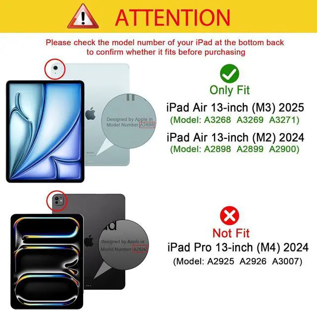 Alt view image 2 of 7 - for iPad Air 13 Inch Case M3 2025/M2 2024 Slim Smart Cover iPad 13 Air M3 M2 Case with Translucent Hard Shell Back Supports Touch ID Auto Wake/Sleep -Black