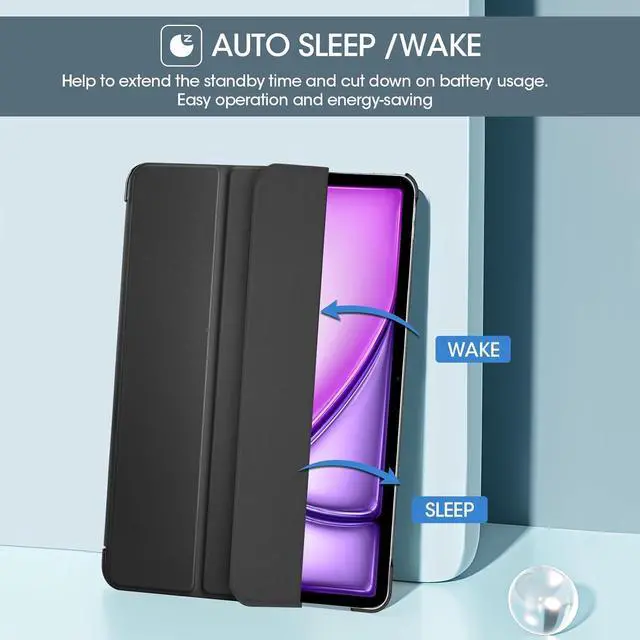 Alt view image 3 of 7 - for iPad Air 13 Inch Case M3 2025/M2 2024 Slim Smart Cover iPad 13 Air M3 M2 Case with Translucent Hard Shell Back Supports Touch ID Auto Wake/Sleep -Black