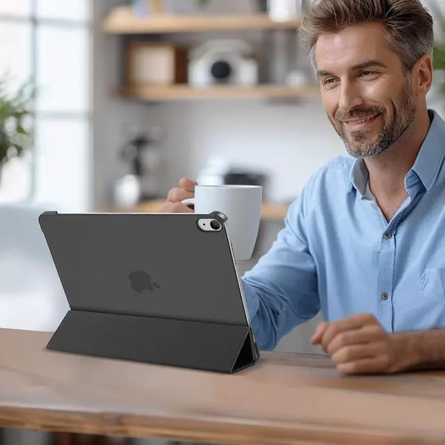 Alt view image 4 of 7 - for iPad Air 13 Inch Case M3 2025/M2 2024 Slim Smart Cover iPad 13 Air M3 M2 Case with Translucent Hard Shell Back Supports Touch ID Auto Wake/Sleep -Black